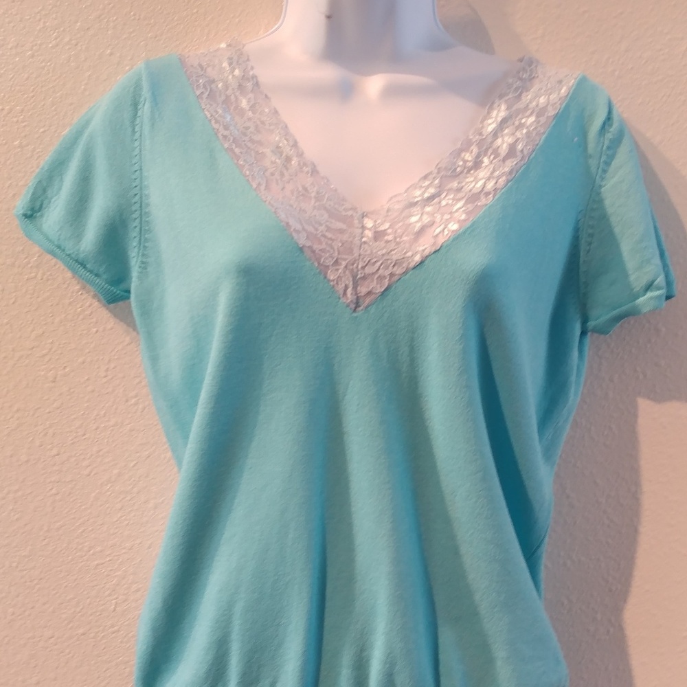 Carducci short sleeve v-neck top   SZ M